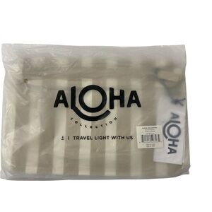ALOHA Collection Striped Pouch - White and Cream